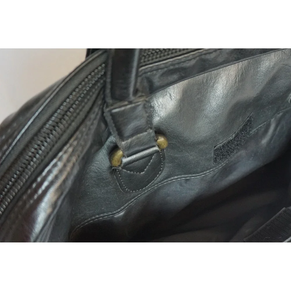 Mercury Luggage Seward Trunk Black Faux Leather Briefcase Attache Bag 8113